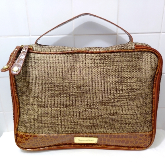 Samantha Brown Tweed Travel Case Toiletry Makeup Accessories Bag Valise 14"x10" - Picture 1 of 17